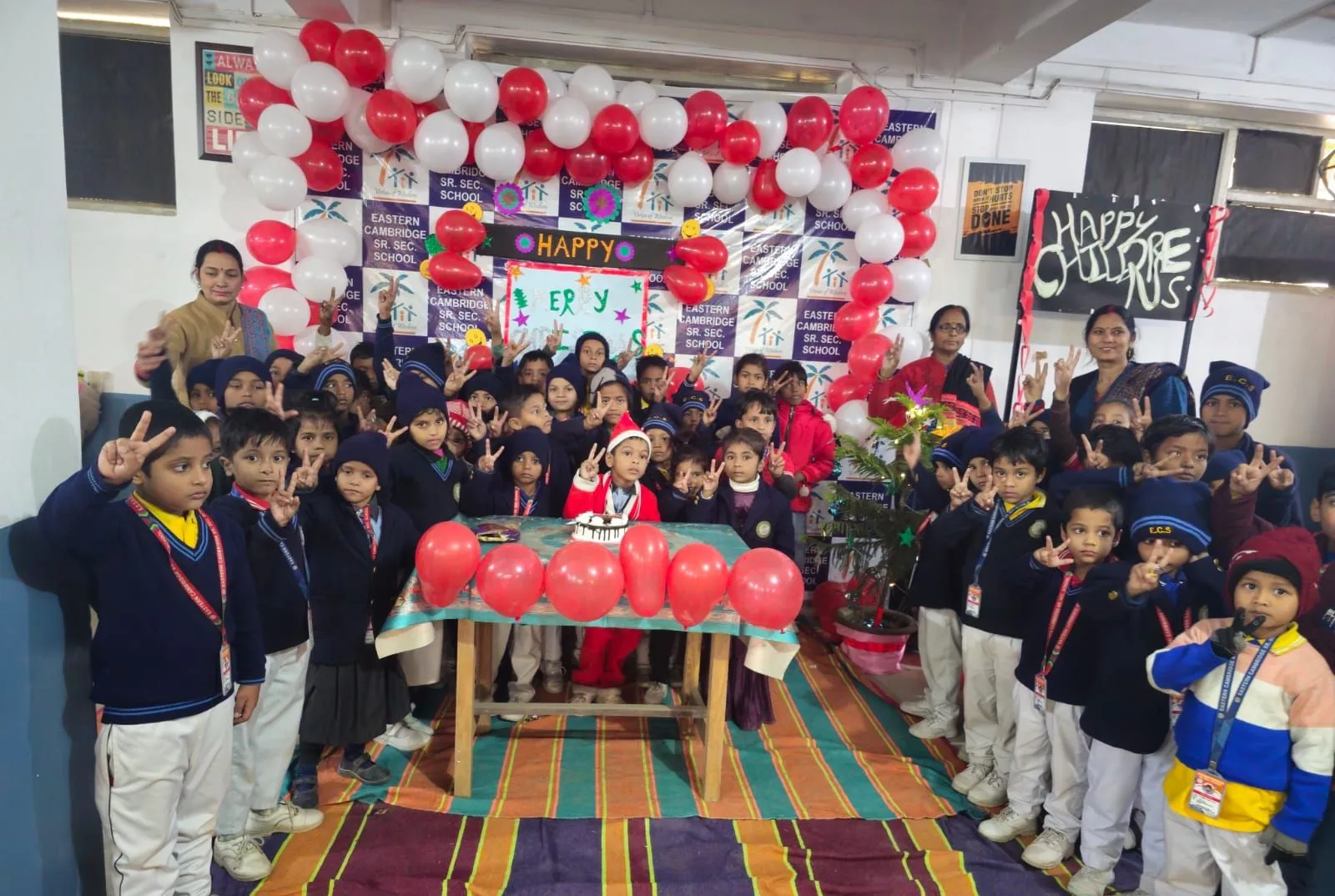 Christmas celebration with students and teachers