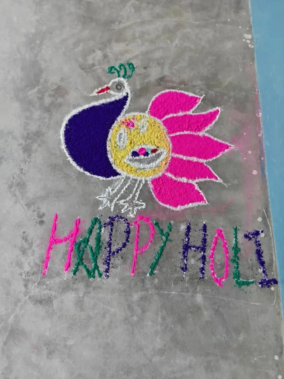 Holi rangoli made by students