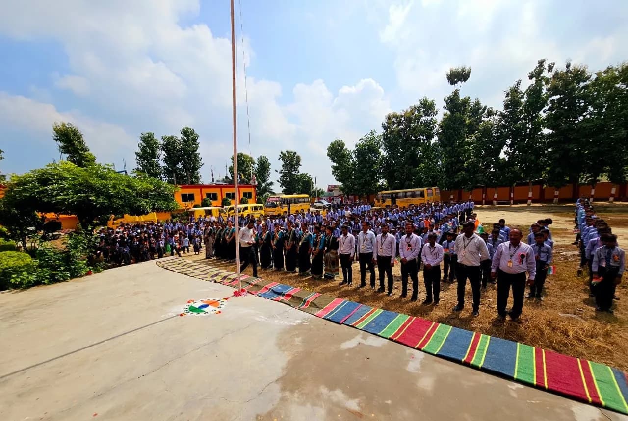 Morning assembly on the school ground