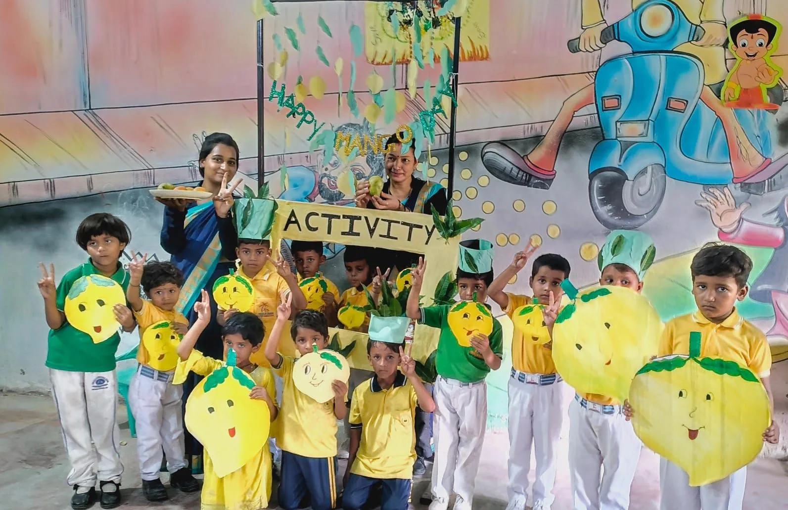 Pre-primary students in fruit costumes on Activity Day