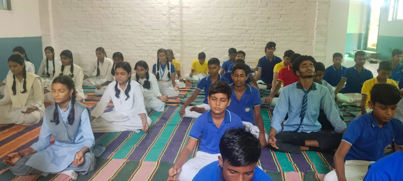 Students during a yoga session